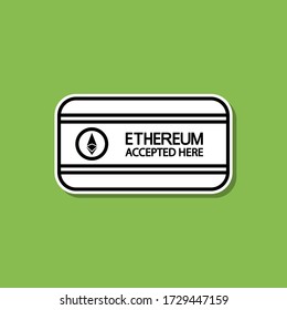 Ethereum aceptó aquí el icono de la etiqueta adhesiva. Línea delgada simple, vector de contorno de íconos de bloqueo de bitcoin para ui y ux, sitio web o aplicación móvil