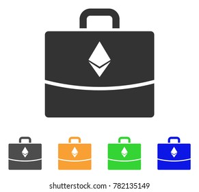 Ethereum Accounting Case icon. Vector illustration style is a flat iconic ethereum accounting case symbol with gray, green, blue, yellow color variants. Designed for web and software interfaces.
