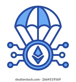 Ethereum Airdrop Icon Ilustración vectorial azul