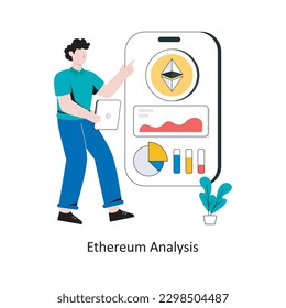 Ethereum Analysis flat style design vector illustration. stock illustration