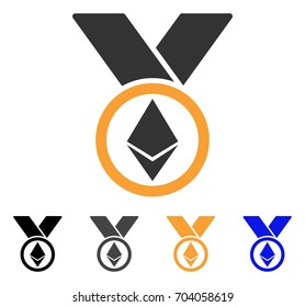 Ethereum Award Medal icon. Vector illustration style is flat iconic symbol with black, grey, orange, blue color variants. Designed for web and software interfaces.