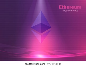 Ethereum Hintergrund Kryptowährung, moderne helle Lichter violett und violett
