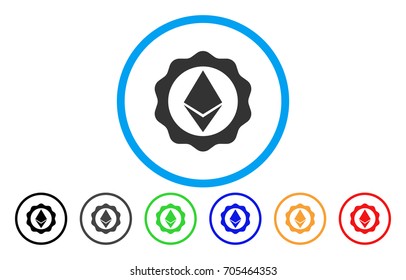 Ethereum Badge Seal flat vector pictograph for application and web design.