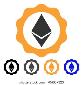 Ethereum Badge Seal icon. Vector illustration style is flat iconic symbol with black, gray, orange, blue color variants. Designed for web and software interfaces.
