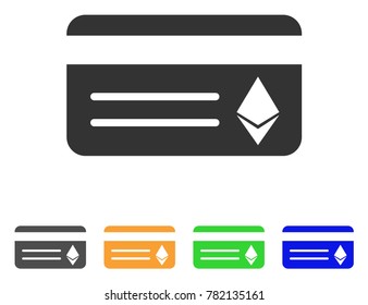 Ethereum Banking Card icon. Vector illustration style is a flat iconic ethereum banking card symbol with grey, green, blue, yellow color versions. Designed for web and software interfaces.