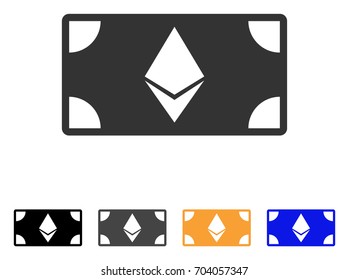 Ethereum Banknote icon. Vector illustration style is flat iconic symbol with black, grey, orange, blue color variants. Designed for web and software interfaces.