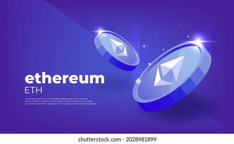 Ethereum Banner. ETH Cryptocurrency Concept Banner Background.