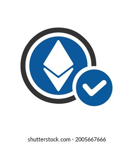 Ethereum bitcoin Accepted currency icon (Black and blue Vector illustration)