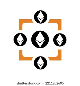 Ethereum bitcoin chain storage icon | Black Vector illustration |