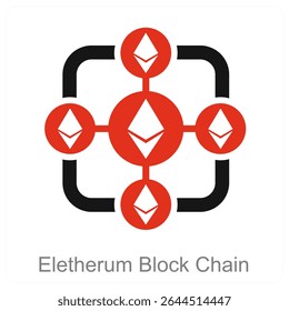 Diseño de concepto de icono de Vector de cadena de bloque de Ethereum