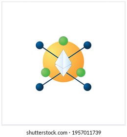 Ethereum blockchain flat icon.Software platform.Open-source, blockchain-based, decentralized. 3d vector illustration