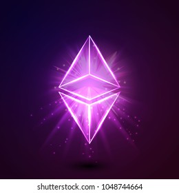 Ethereum blockchain platform sticker. Ethereum art icon logo. vector