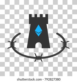 Ethereum Bulwark vector icon. Illustration style is flat iconic symbol on a chess transparent background.
