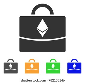 Ethereum Business Case icon. Vector illustration style is a flat iconic ethereum business case symbol with grey, green, blue, yellow color variants. Designed for web and software interfaces.