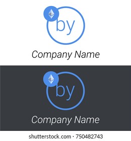 Ethereum BY letters business logo icon design template elements. Vector color sign.