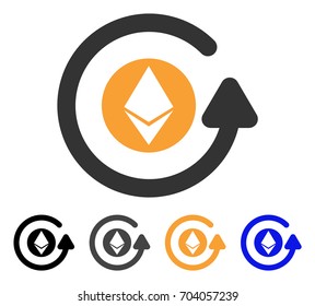 Ethereum Chargeback icon. Vector illustration style is flat iconic symbol with black, grey, orange, blue color variants. Designed for web and software interfaces.