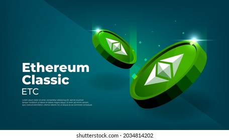 Ethereum Classic banner. ETC coin cryptocurrency concept banner background.