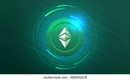 Ethereum Classic banner. ETC coin cryptocurrency concept banner background.