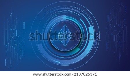 Ethereum Classic ETC block chain crypto currency digital encryption, virtual money exchange, Technology global network vector illustration background and banner design template. 