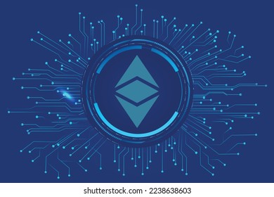 Ethereum Classic ETC cryptocurrency  isolated on blue  background vector illustration