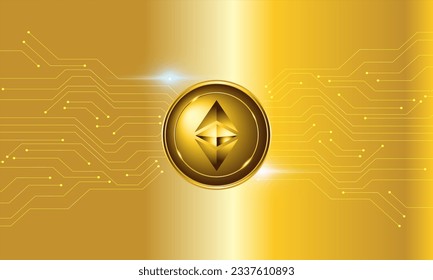 Ethereum Classic (ETC)  Crypto Technology  logo with circuit lines vector background design. Ethereum Classic  Coin technology Token  currency vector illustration blockchain technology concept