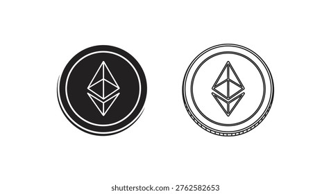 Ethereum Classic ETC Ethereum ETH Digital Crypto Coin Symbols Vector