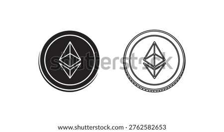 Ethereum Classic ETC Ethereum ETH Digital Crypto Coin Symbols Vector