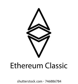 Ethereum Classic icon for internet money. Crypto currency symbol for using in web projects or mobile applications. Blockchain based secure cryptocurrency. Isolated vector sign.