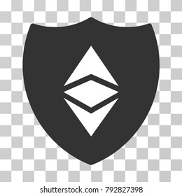 Ethereum Classic Shield vector pictograph. Illustration style is flat iconic symbol on a chess transparent background.