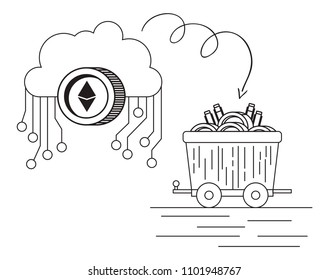 ethereum with cloud and mining truck