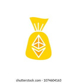 Ethereum coin bag icon illustration vector symbol