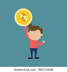 Ethereum coin cryptocurrency in color vector