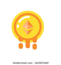 Ethereum coin design of Cryptocurrency money currency exchange financial bank web internet market electronic finance and net theme Vector illustration