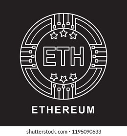 ethereum coin eth Cryptocurrency  icon with black background