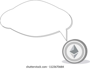 ethereum coin in gray with speech bubble