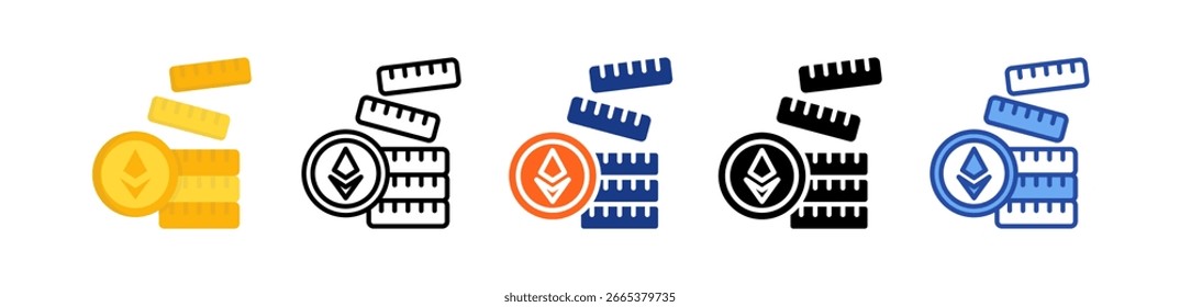 Ethereum-Münzsymbol, Multi-Style-Illustration