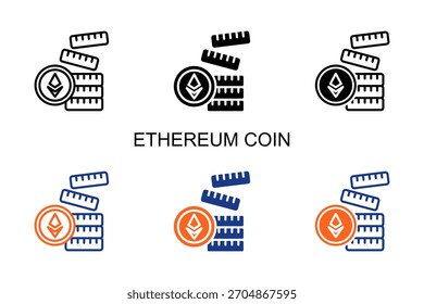 Icono de moneda de Ethereum Multi Style Ilustración vectorial