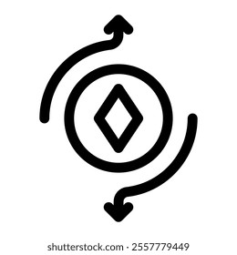 Ethereum coin icon with simple and line style
