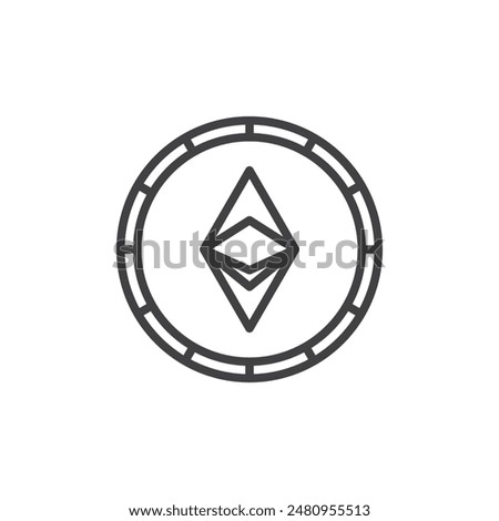 Ethereum coin line icon. linear style sign for mobile concept and web design. Ethereum cryptocurrency outline vector icon. Symbol, logo illustration. Vector graphics