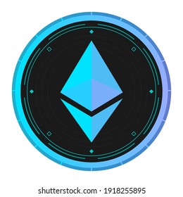 Ethereum coin logo. Isolated on white.