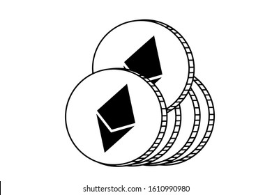 Ethereum coins isolate on white background. Ethereum coin symbol. Ethereum cryptocurrency vector images.