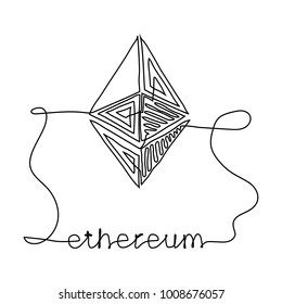 Ethereum continuous coin linear icon.