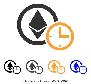 Ethereum Credit Clock icon. Vector illustration style is flat iconic symbol with black, gray, orange, blue color variants. Designed for web and software interfaces.