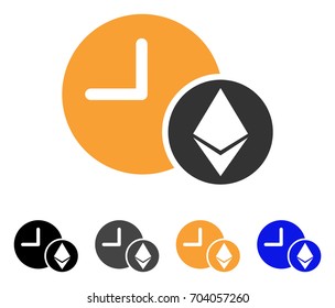 Ethereum Credit Clock icon. Vector illustration style is flat iconic symbol with black, gray, orange, blue color variants. Designed for web and software interfaces.