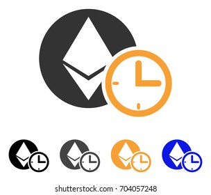 Ethereum Credit Time icon. Vector illustration style is flat iconic symbol with black, gray, orange, blue color variants. Designed for web and software interfaces.