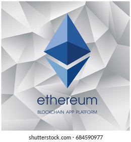 Ethereum cripto currency chrystal  icon. Ethereum blockchain platform logo. Sign Ethereum classic currencies.