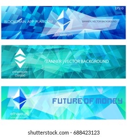 Ethereum cripto currency chrystal  icon. Blockchain platform logo. Sign Ethereum classic currencies.