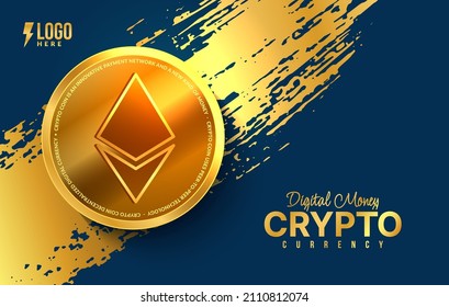 Fondo de la moneda de la criptografía del etéreo, intercambio digital de dinero de la tecnología de Blockchain, minería de criptodivisa y finanzas