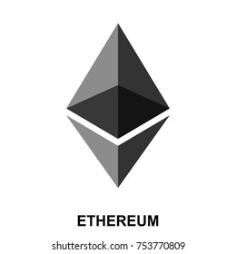 Ethereum crypto currency blockchain flat logo isolated on white background. Vector illustration