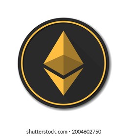 Ethereum crypto currency chrystal coin icon button illustration